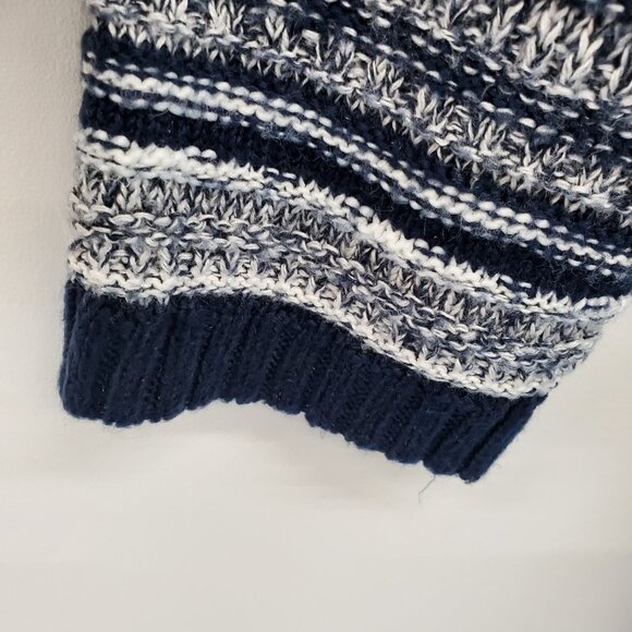 Catherines 2X Sweater Striped Knit Cowl Neck Pullover Navy Gray Plus Size Cozy - Picture 9 of 14